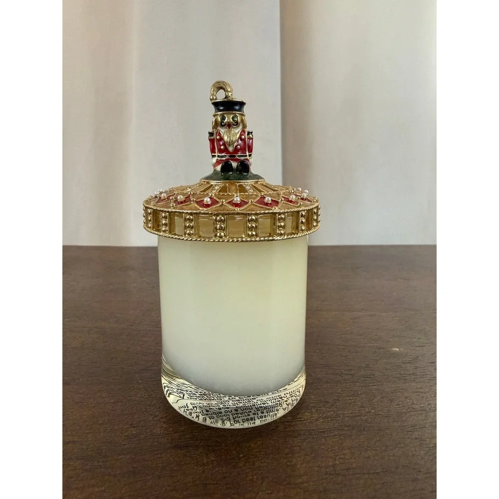 VTG‎ St. John Votive Candle with Gold Metal Nutcracker Figurine 2